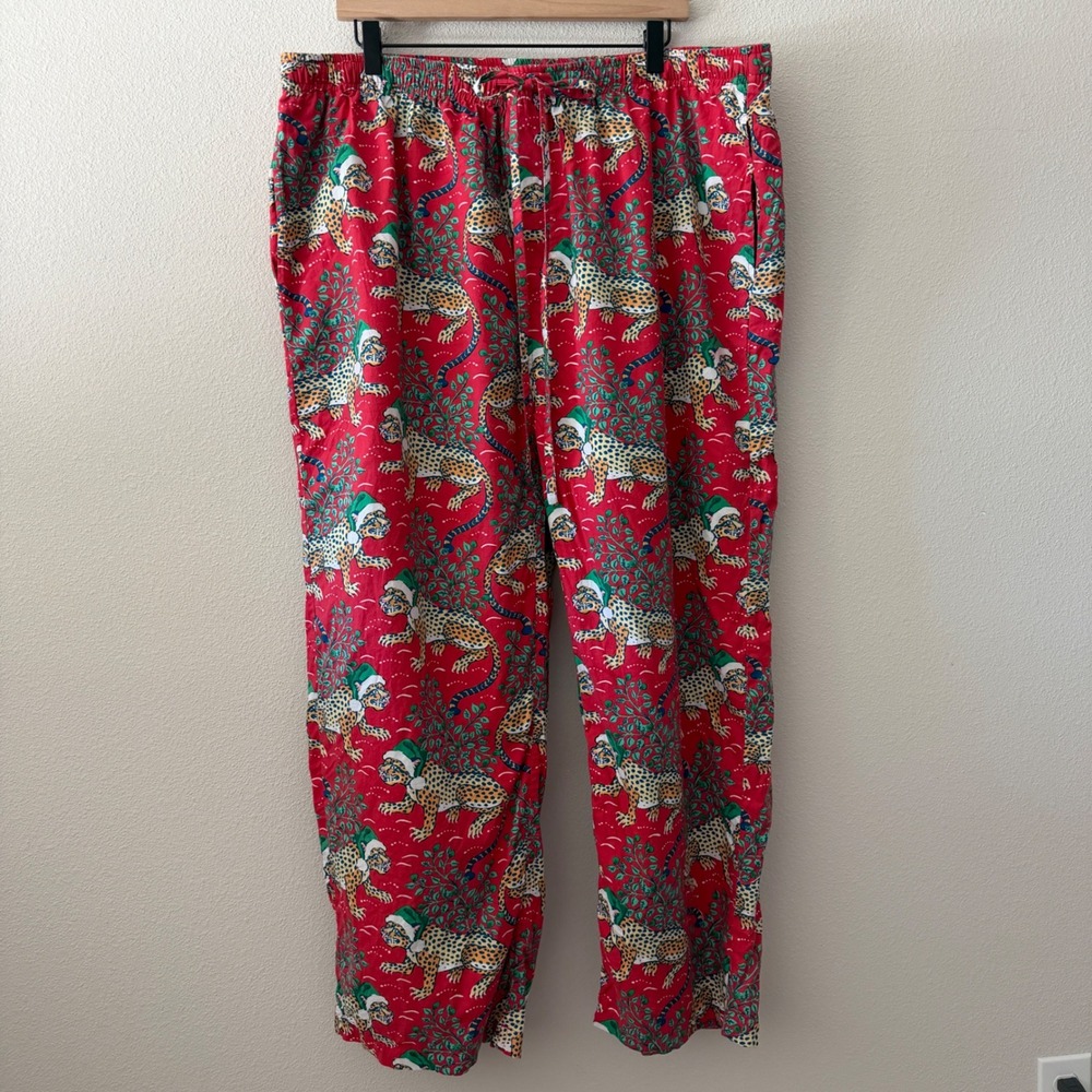 PRINTFRESH Womens Pajama Pants Christmas Leopard Holiday Organic Cotton XXXL